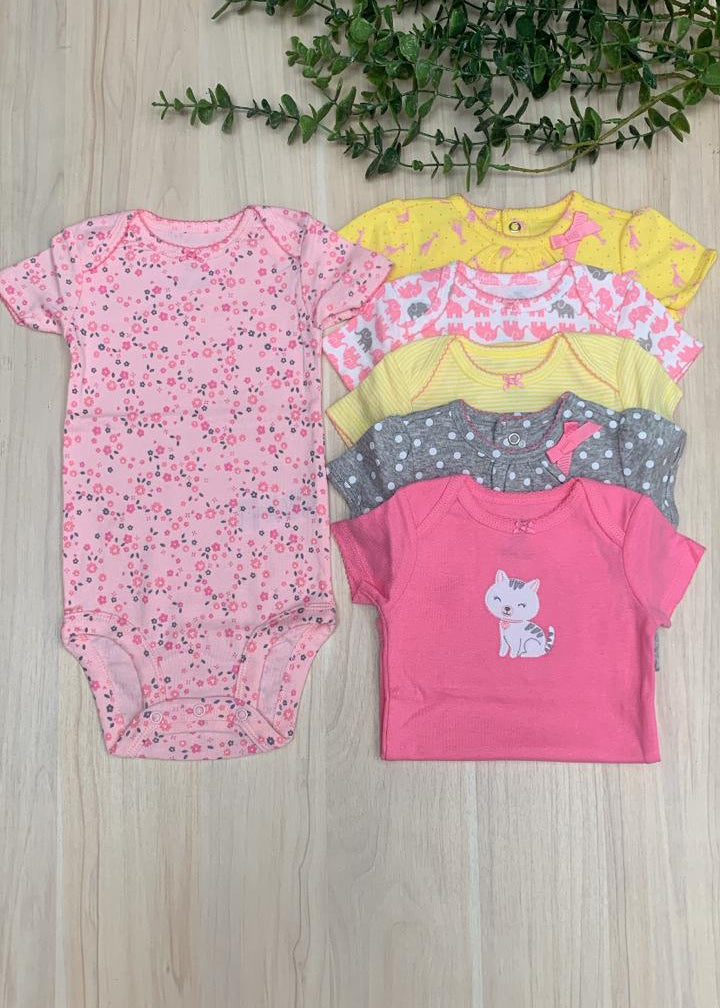 Set de 6 piezas rosa y amarillo