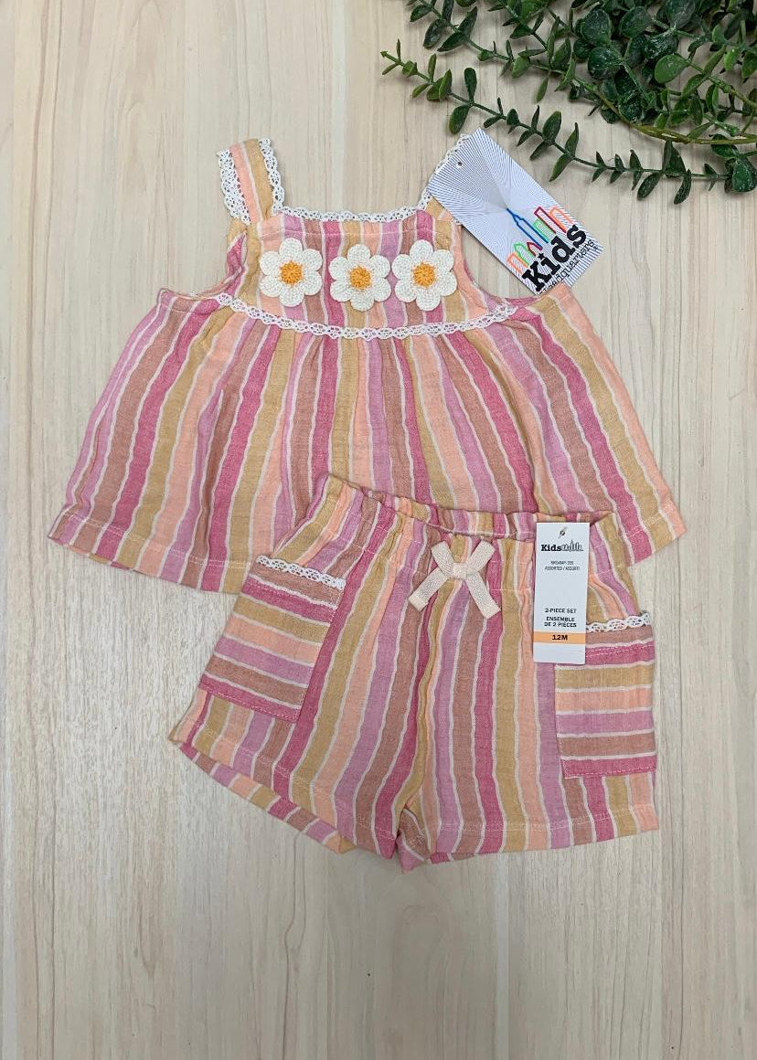 Conjunto bordado de flores