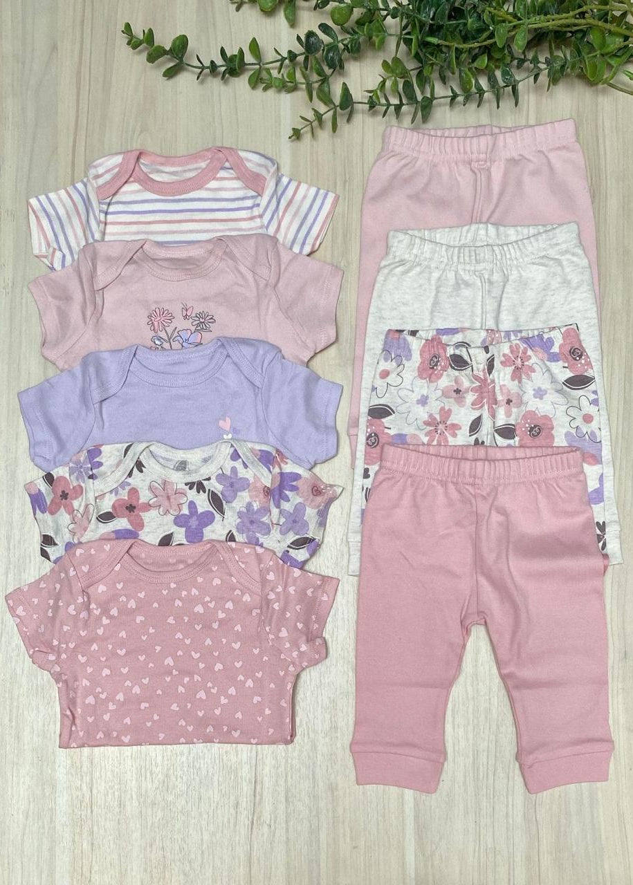 Set de pantalones y bodys 9 piezas