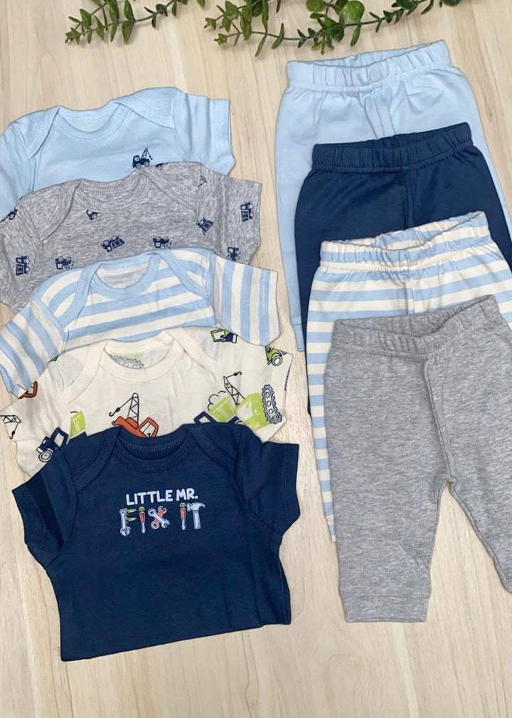 Set de bodys y pantalones 9 piezas