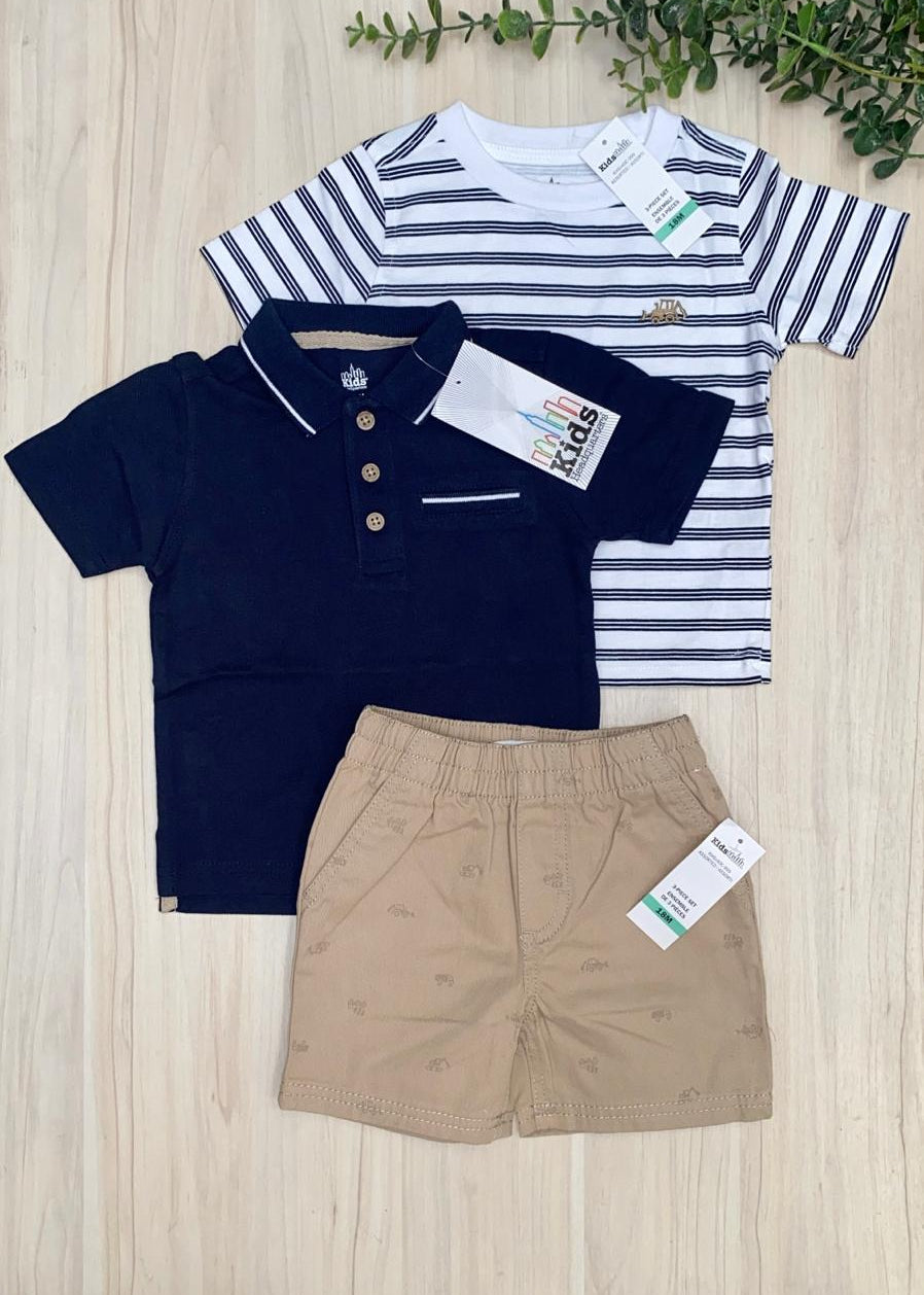 Set de polo azul 3 piezas