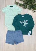 Conjunto de abrigo, body y short