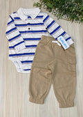 Conjunto Body Polo Rayado + Pantalón Beige