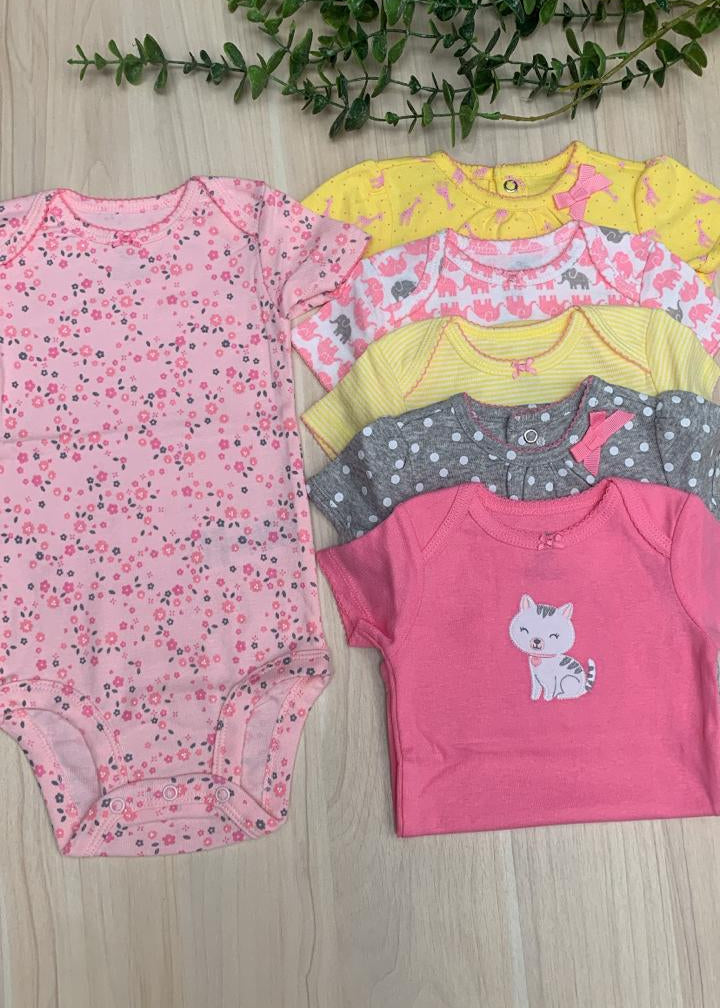 Set de 6 piezas rosa y amarillo