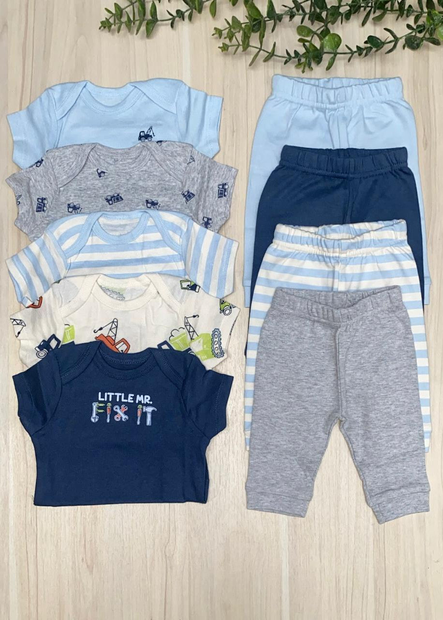 Set de bodys y pantalones 9 piezas
