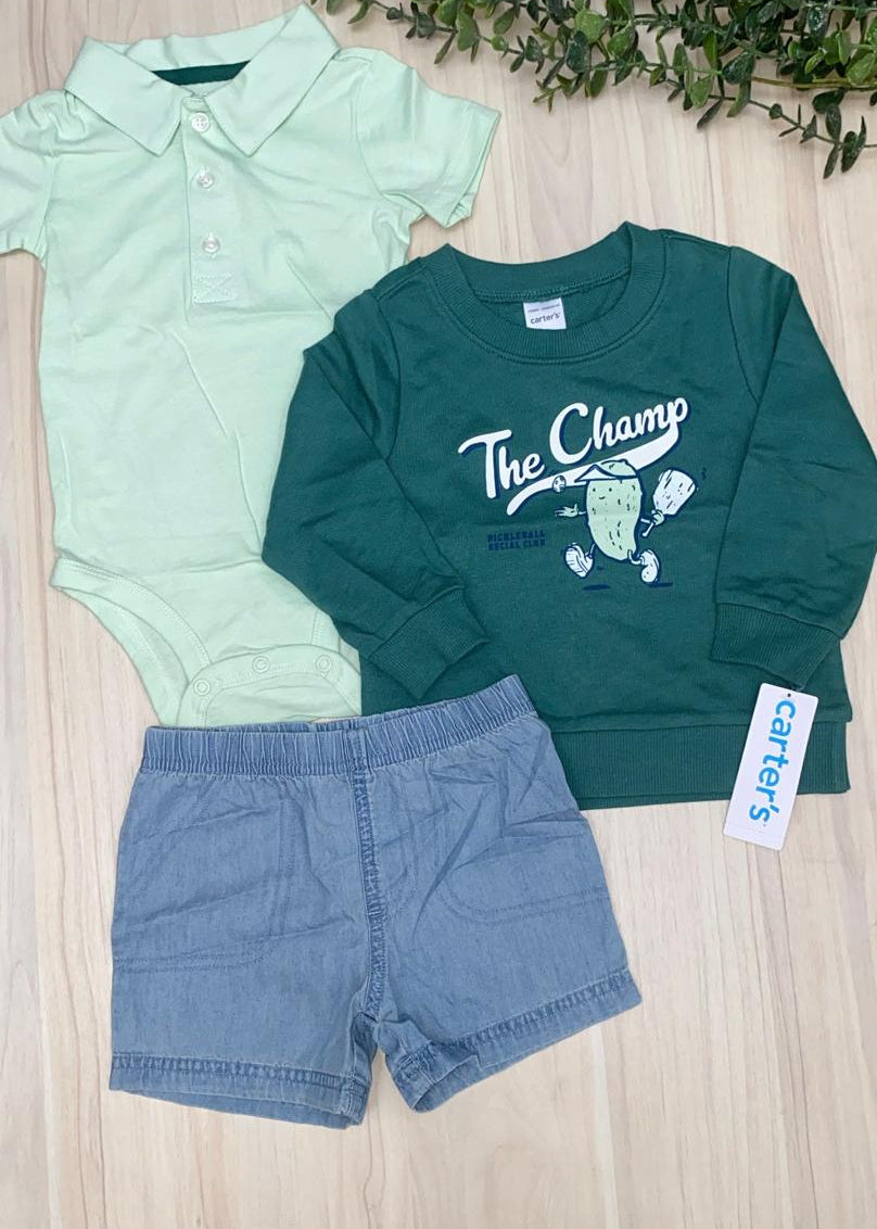 Conjunto de abrigo, body y short