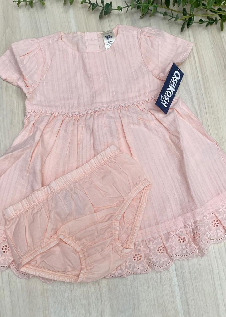 Vestido bordado rosa pastel