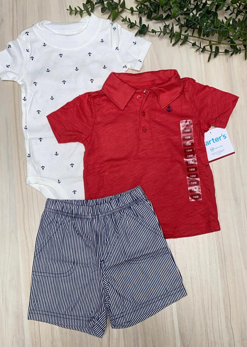 Set de camiseta polo roja 3 piezas
