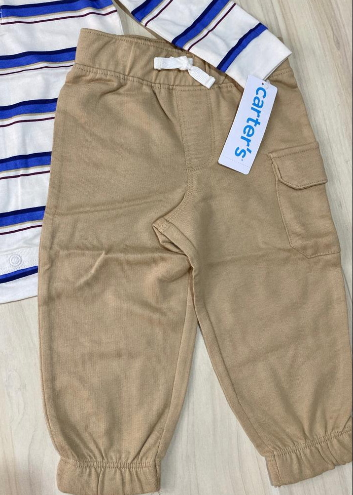 Conjunto Body Polo Rayado + Pantalón Beige